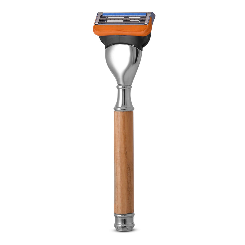 Wooden Fusion Razor with Chrome Base